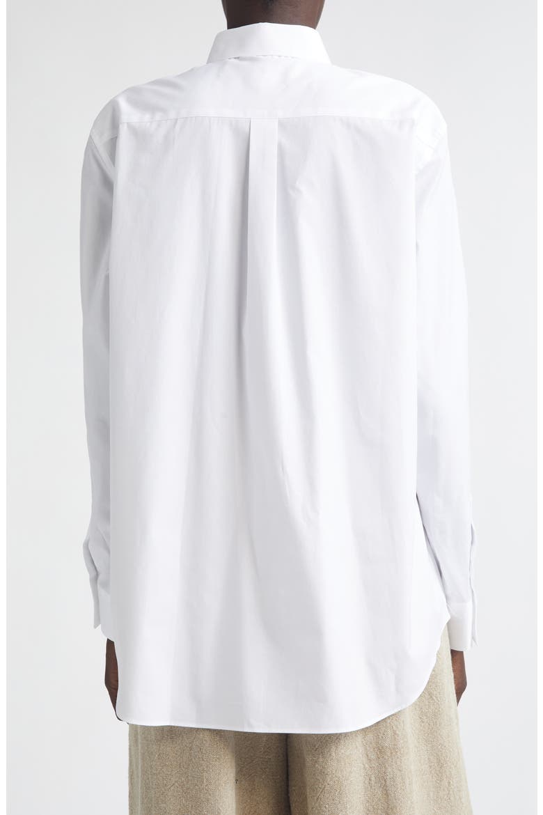 Cotton Broadcloth Button-Up Shirt with Chemical Lace Pocket, Alternate, color, WHITE X OFF-WHITE