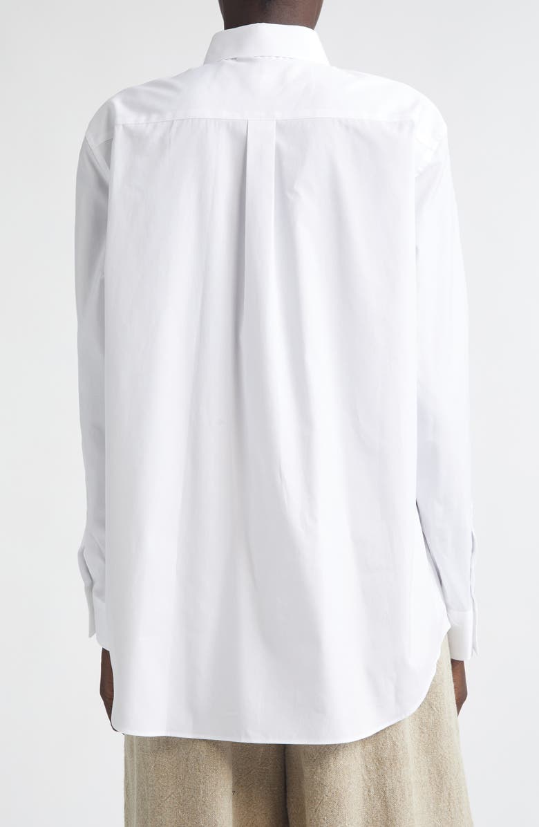 Comme des Garçons Cotton Broadcloth Button-Up Shirt with Chemical Lace Pocket, Alternate, color, White X Off-White