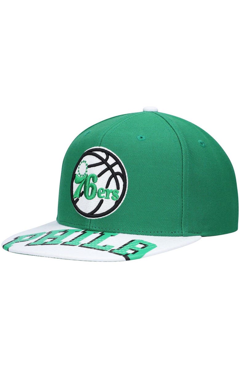Mitchell & Ness Men's Mitchell & Ness x Lids Green/White Philadelphia 76ers Current Reload 3.0 Snapback Hat, Main, color, 
