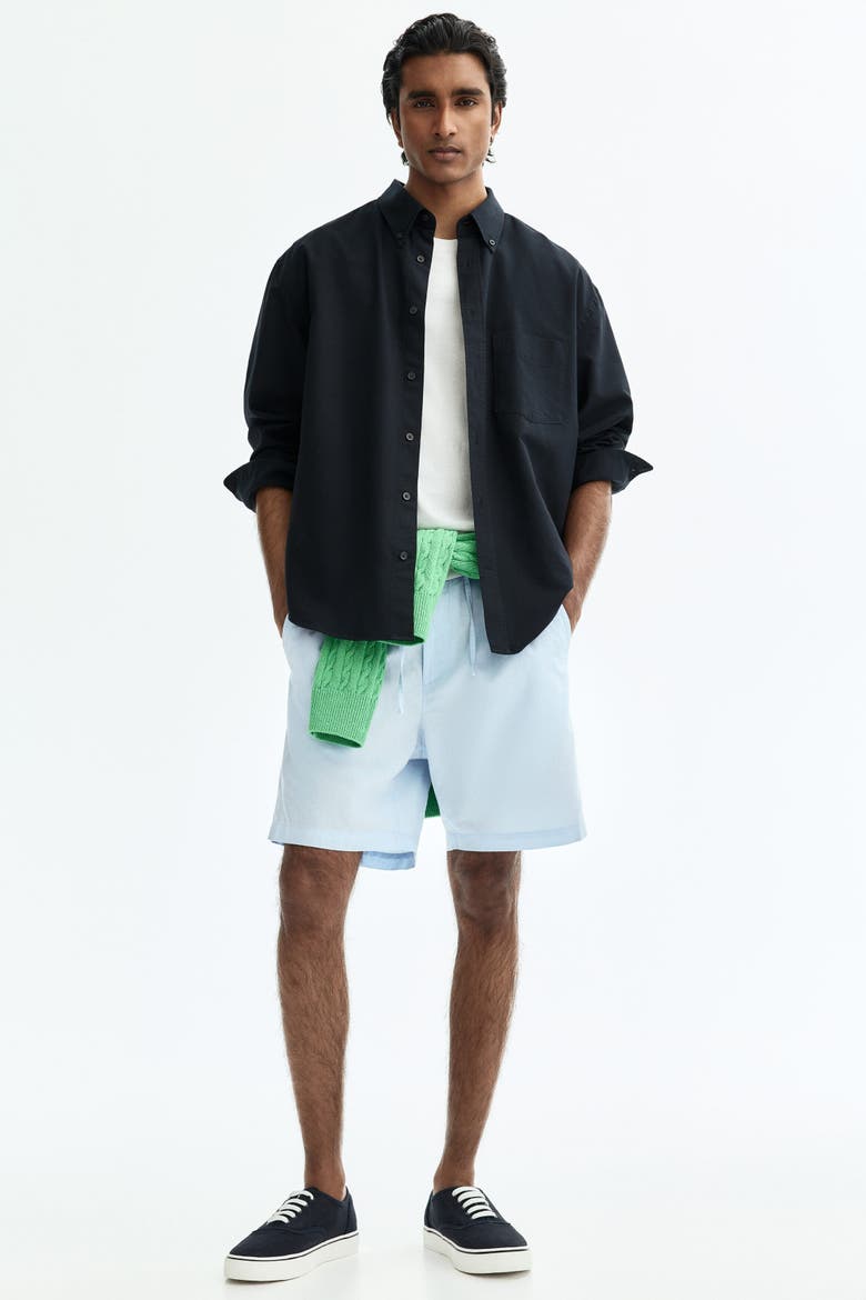 Regular Fit Linen-blend Shorts, Main, color, Light blue