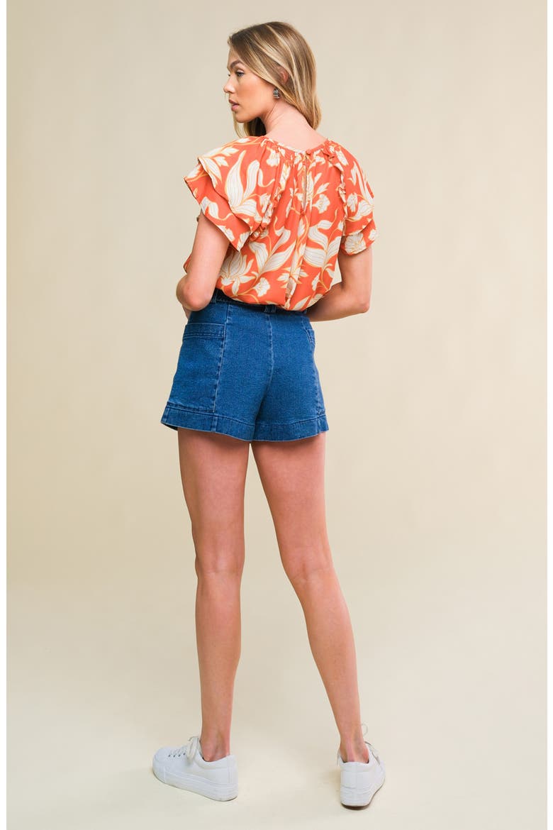 Tiered Flutter Sleeve Top, Alternate, color, RUST
