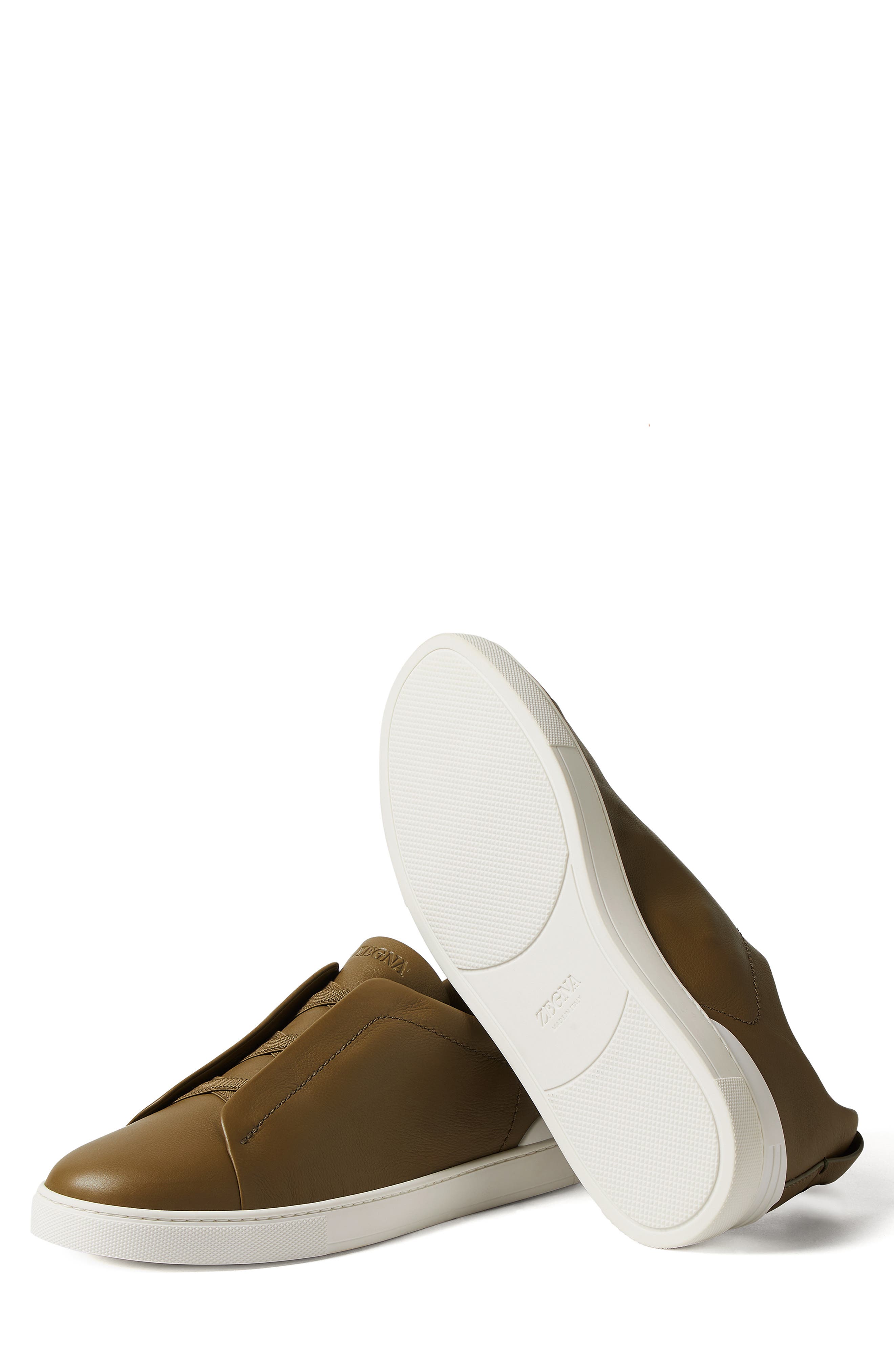 ZEGNA Olive Green Triple Stitch<sup>™</sup> SECONDSKIN Low Top Sneaker, Alternate, color, 