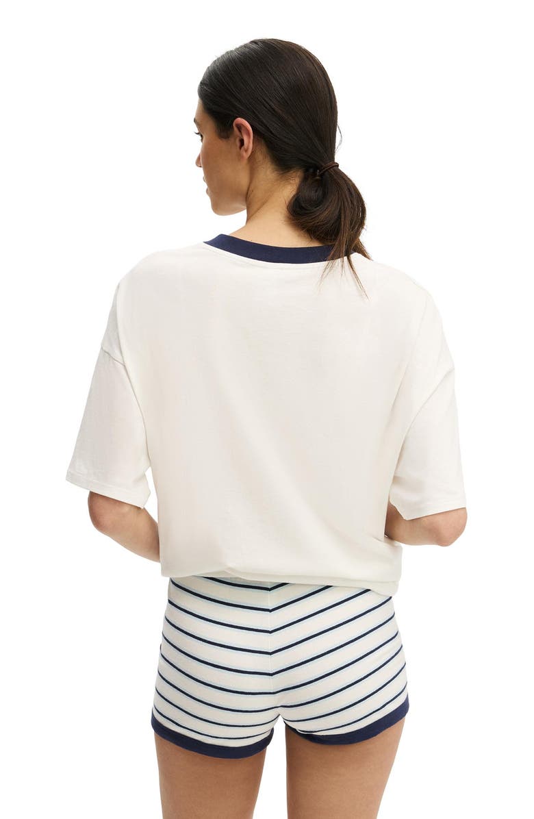 COTTON ON BODY Women's 90's Oversized Sporty V-Neck Tee, Alternate, color, Coconut Milk Body Wellness