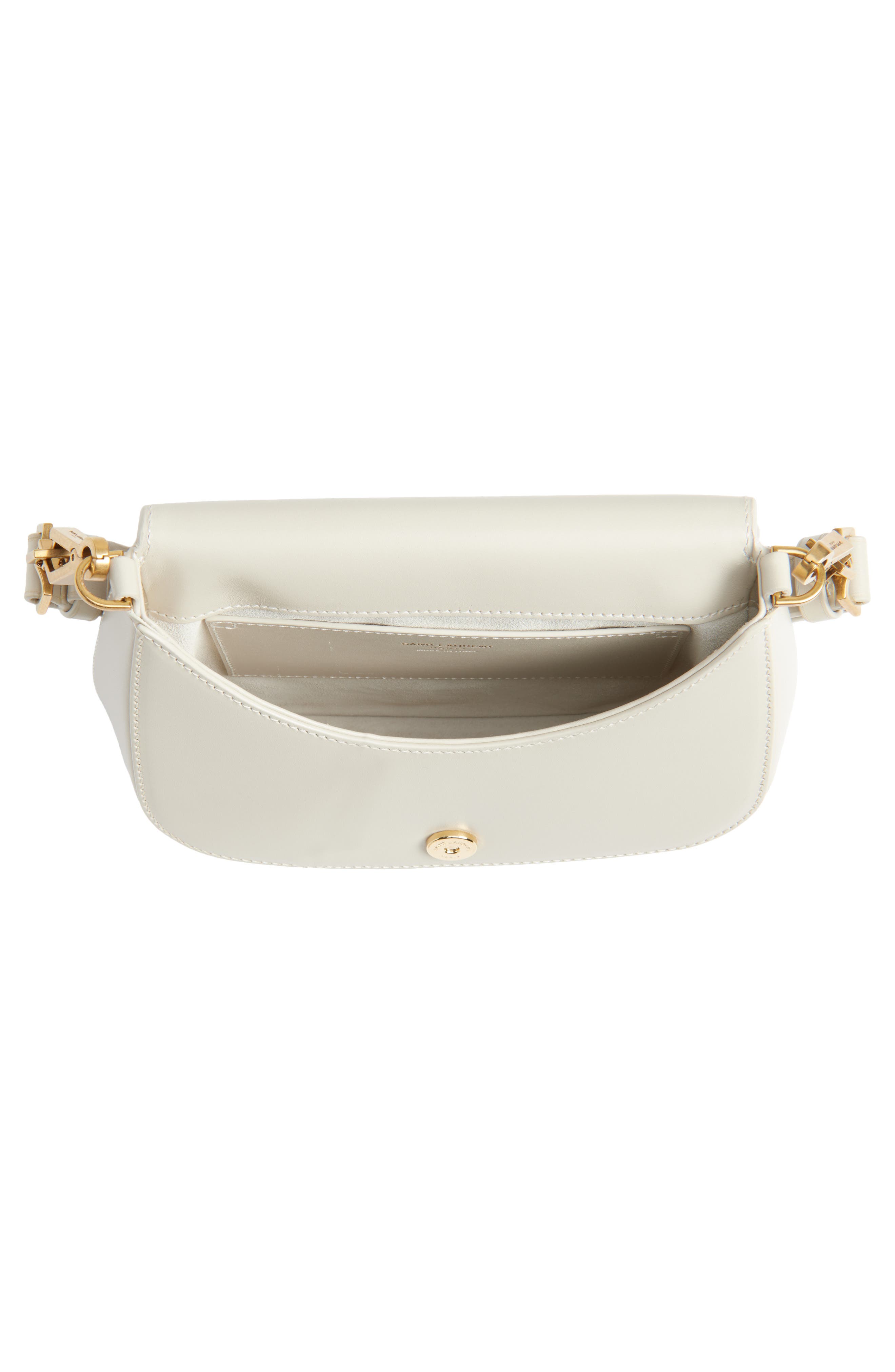 Saint Laurent Mini Voltaire Box Leather Top Handle Bag, Alternate, color, Blanc Vintage