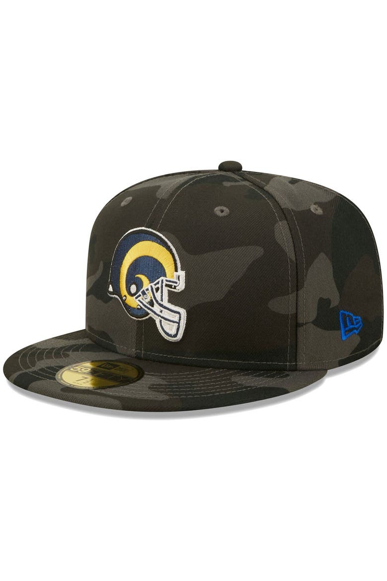 Men's New Era Black Los Angeles Rams Throwback Logo Camo 59FIFTY Fitted Hat, Main, color, Camo
