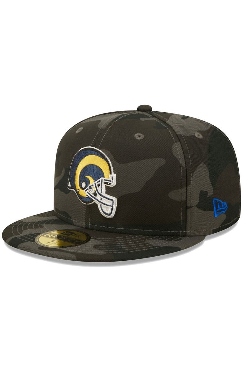 New Era Men's New Era Black Los Angeles Rams Throwback Logo Camo 59FIFTY Fitted Hat, Main, color, 