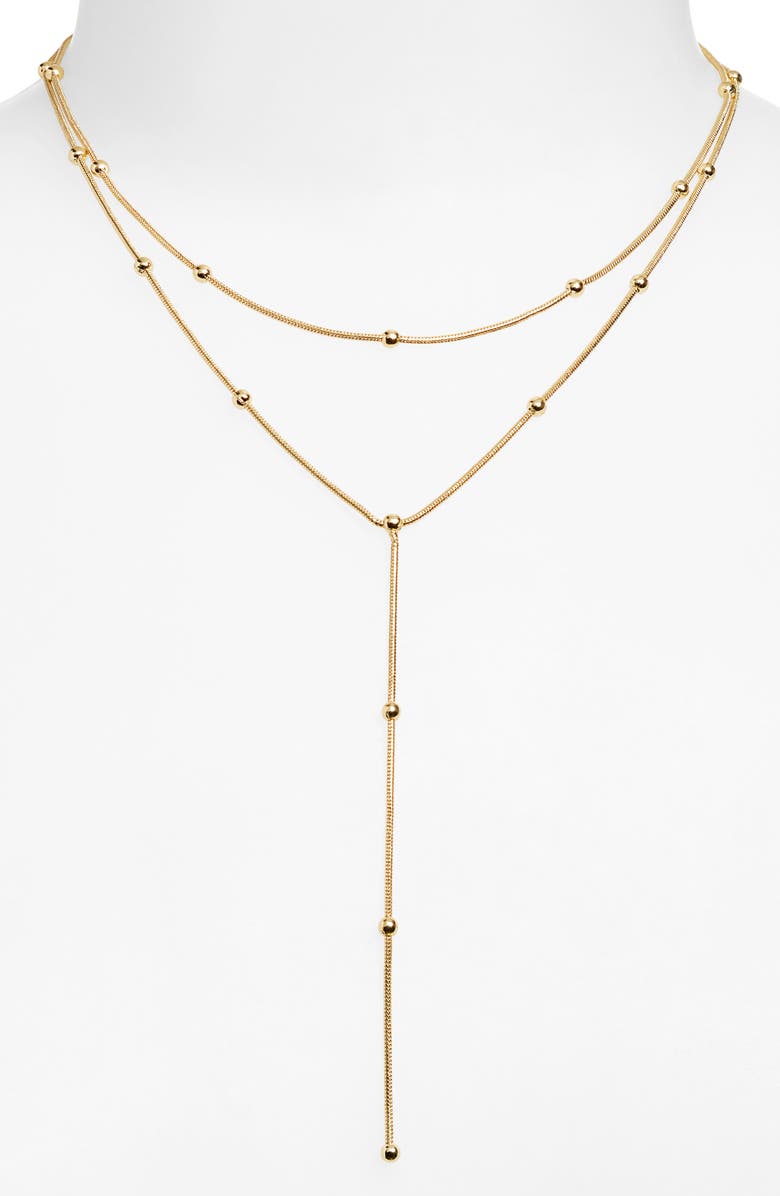 NORDSTROM RACK Demi-Fine Dot Chain Y-Necklace, Alternate, color, Gold