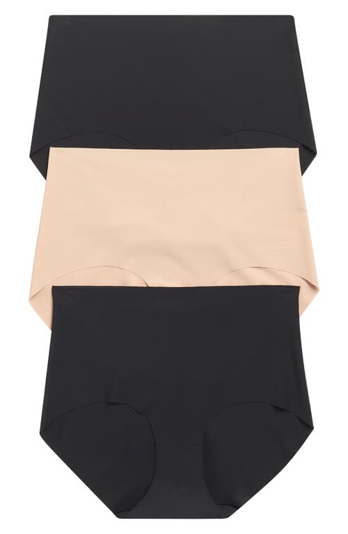 Nordstrom Pack Of 3 Invisible Edge Briefs In Black- Tan Multi
