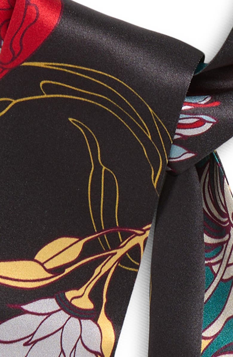 Lost Pattern Dream Hunter Skinny Silk Scarf, Alternate, color, Emerald Green