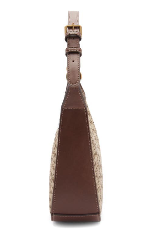 Mango Logo Jacquard Shoulder Bag In Brown