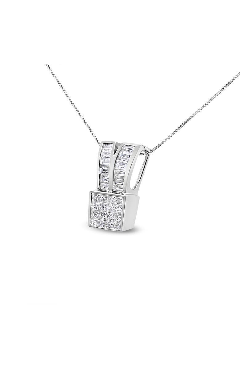 Haus of Brilliance 14K White Gold 1 5/8 cttw Diamond Heart Ribbon Pendant Necklace, Alternate, color, White