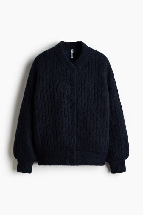 Cable-knit Bomber Jacket