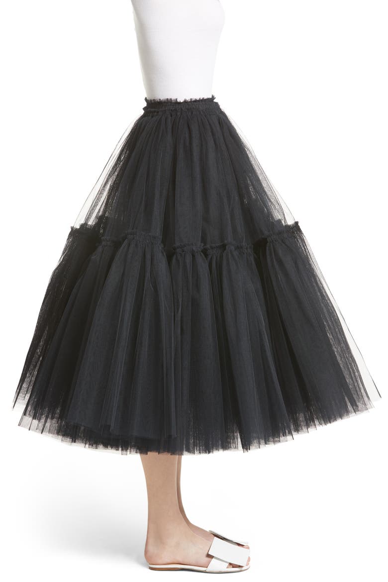 Gathered Tulle Skirt (Nordstrom Exclusive), Alternate, color, BLACK