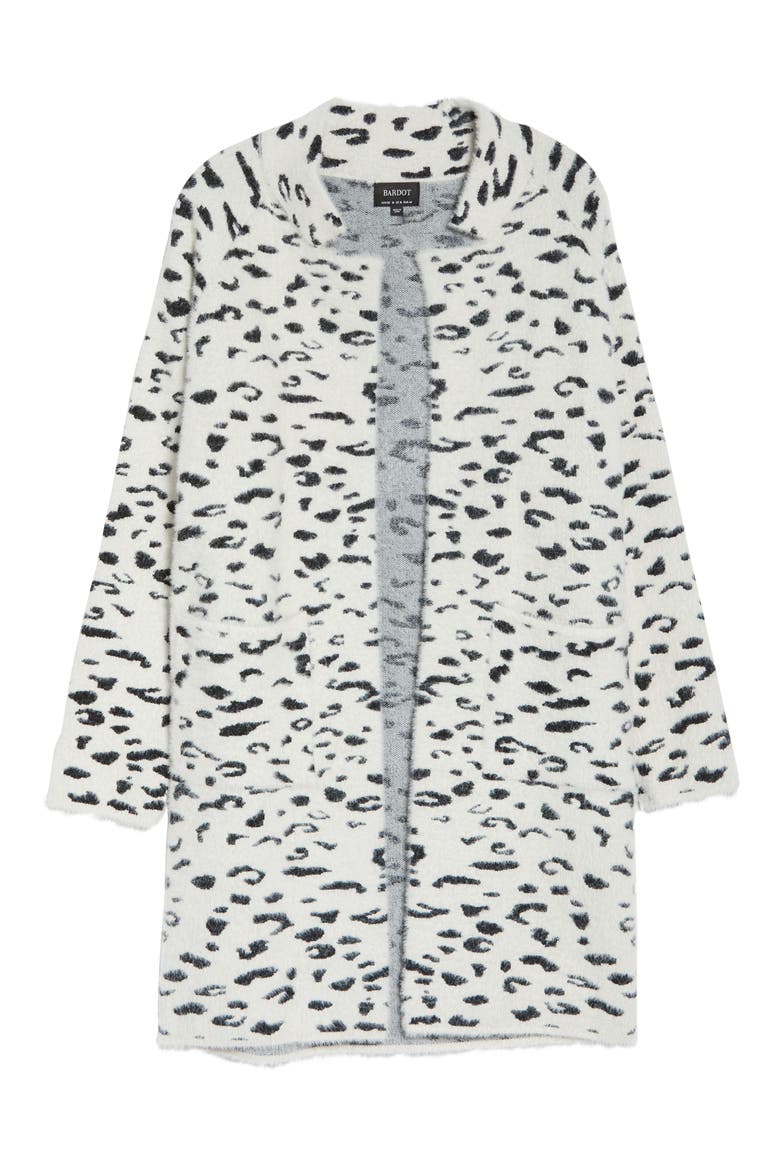 Leopard Print Faux Fur Coat, Alternate, color, B/W LEOPARD