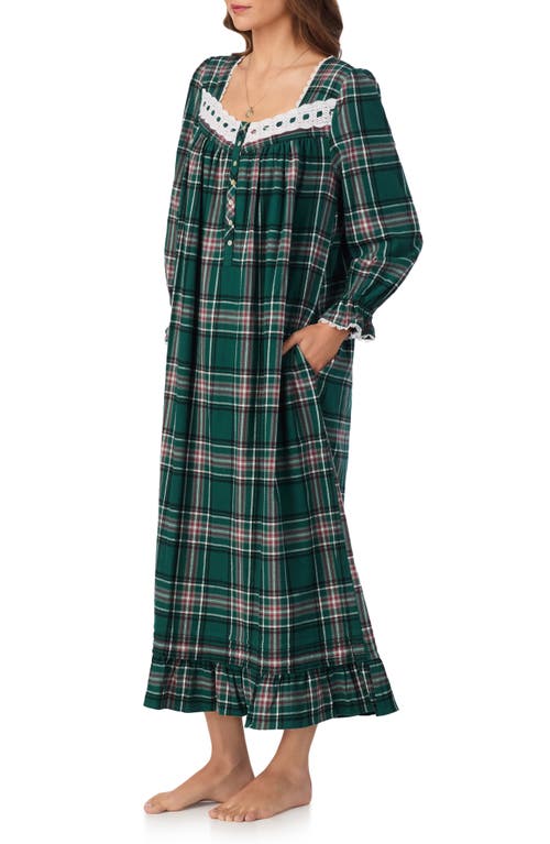 Eileen West Flannel Ballet Nightgown In Green