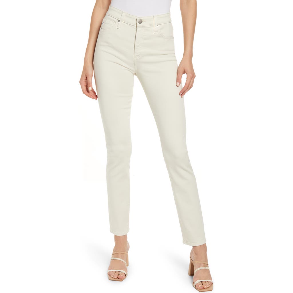Ag Mari High Waist Slim Ankle Straight Leg Jeans In White Cream