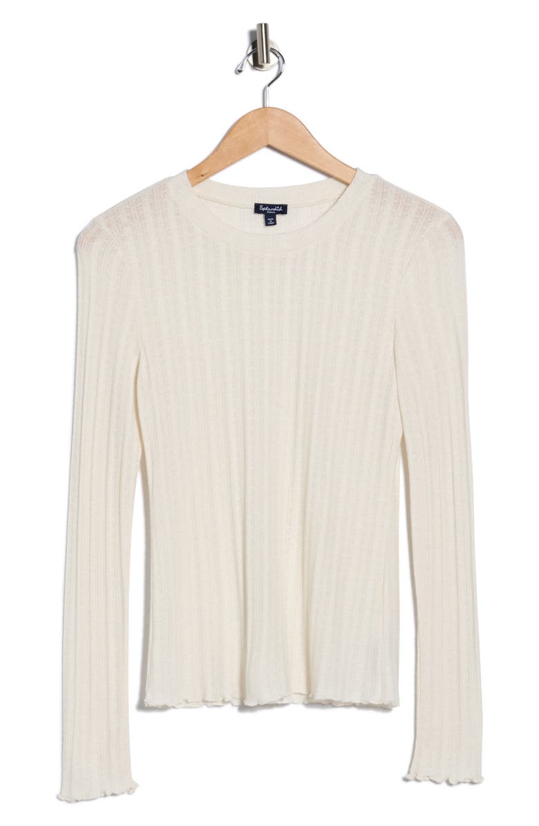 Splendid Long Sleeve Pointelle T-Shirt, Alternate, color, Moonstone Grey