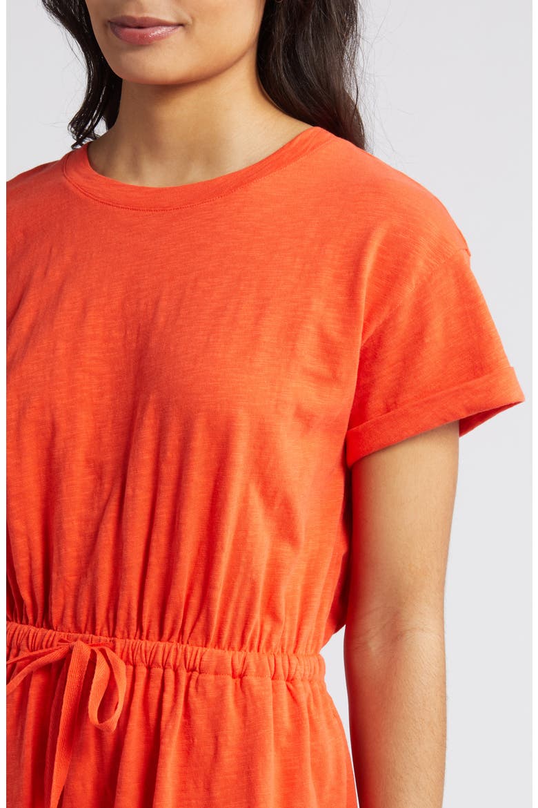 Drawstring Waist Organic Cotton T-Shirt Dress, Alternate, color, RED GRENADINE
