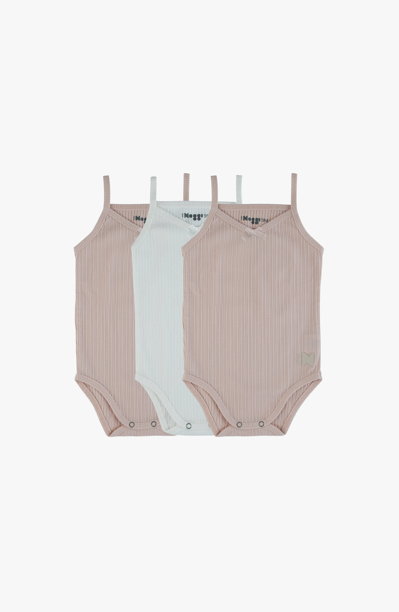 NoggiWear Ribbed Girls Bodysuit, Main, color, Mauve / White