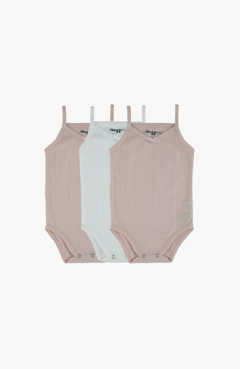 Ribbed Girls Bodysuit (3 Pack)