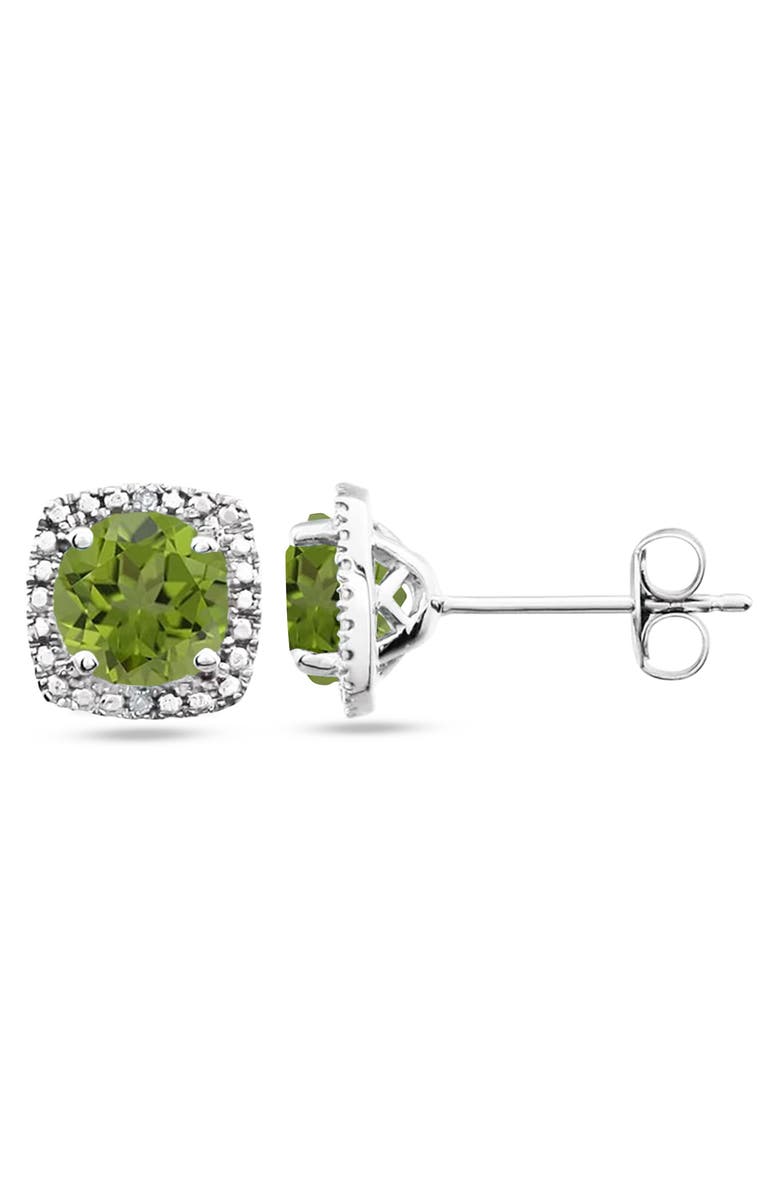 ALLUREZ Natural Gemstone & Diamond Stud Earrings Sterling Silver, Main, color, 0.97Ct, Peridot