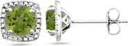ALLUREZ Natural Gemstone & Diamond Stud Earrings Sterling Silver