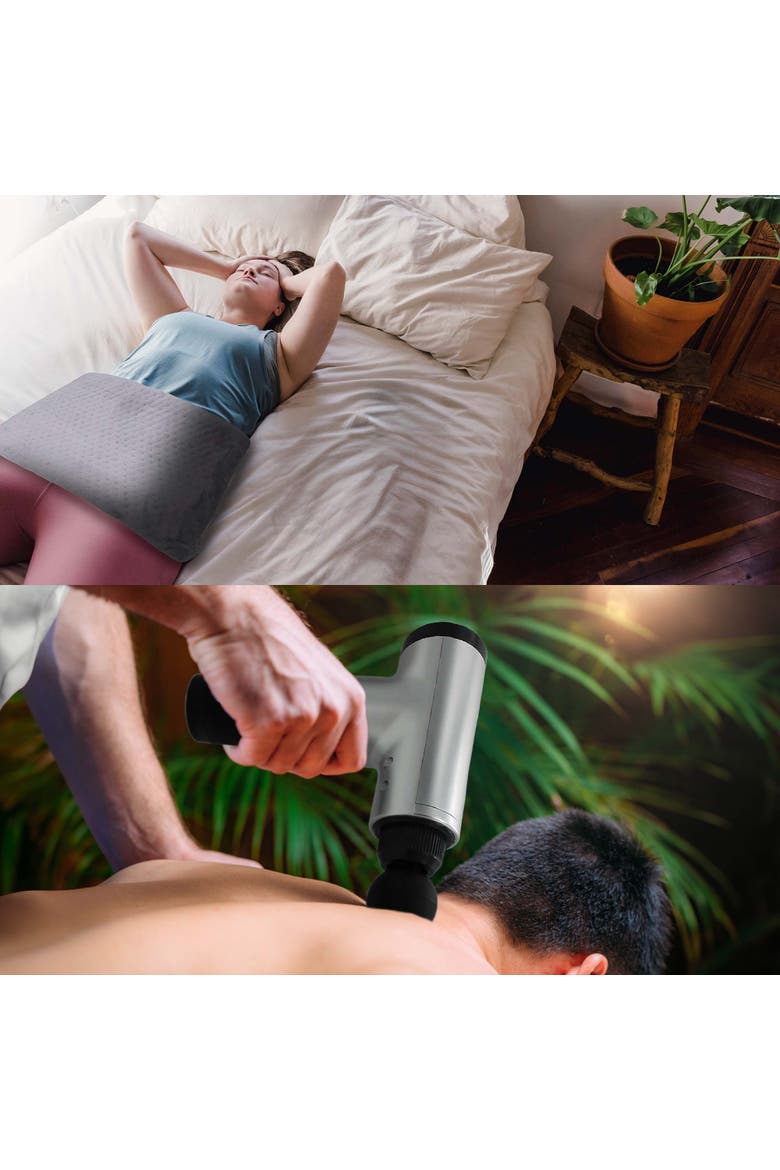 6 Speed Massage Gun & Electric Heating Pad, Alternate, color, Grey