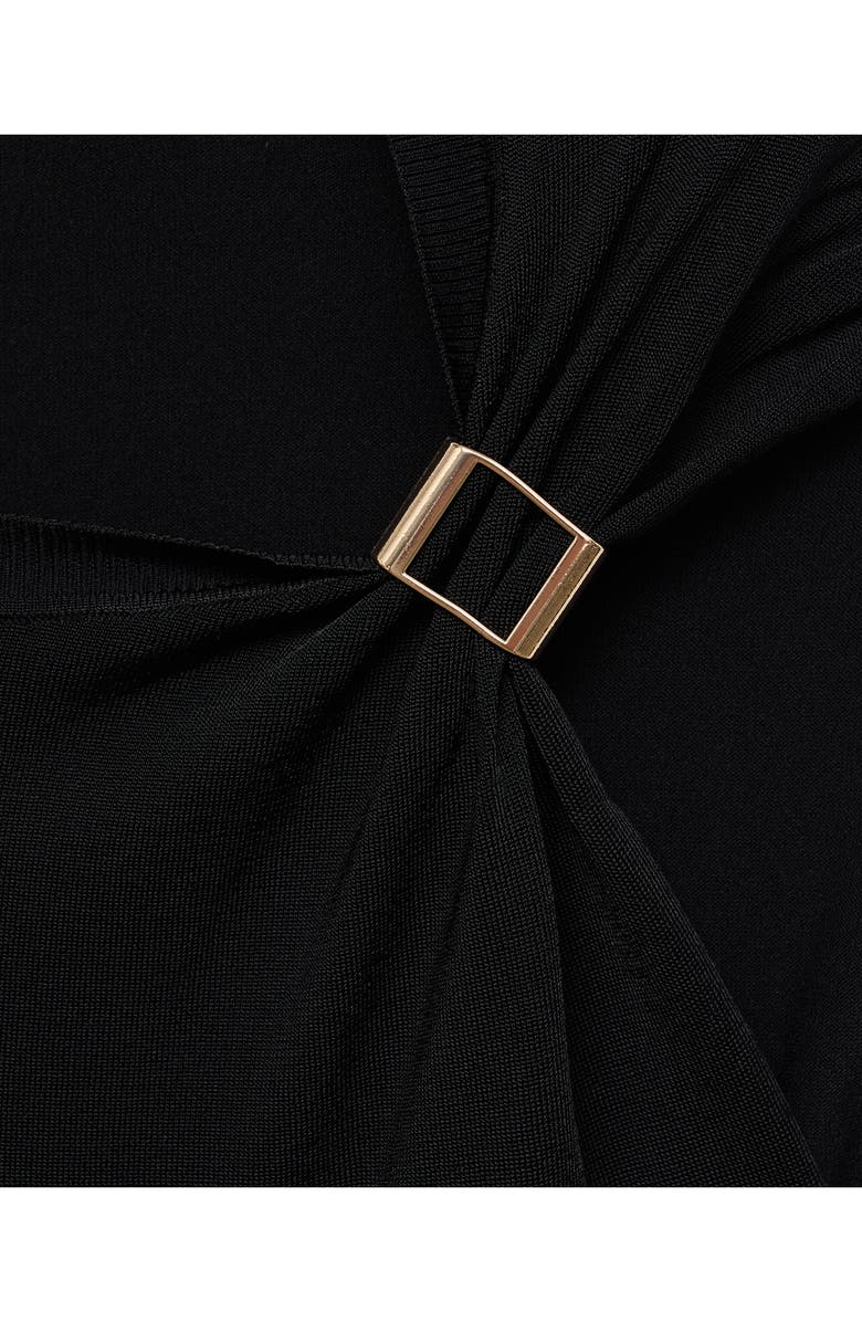 MANGO Buckle Detail Asymmetric Sweater, Alternate, color, Black