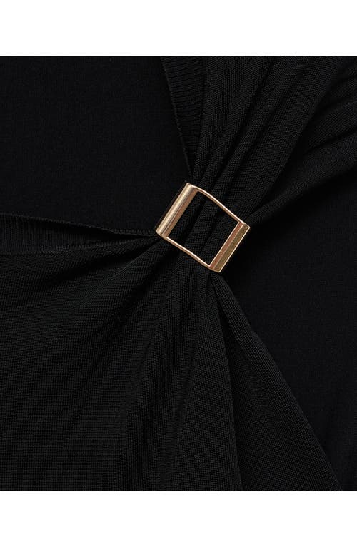 Mango Buckle Detail Asymmetric Sweater In Black