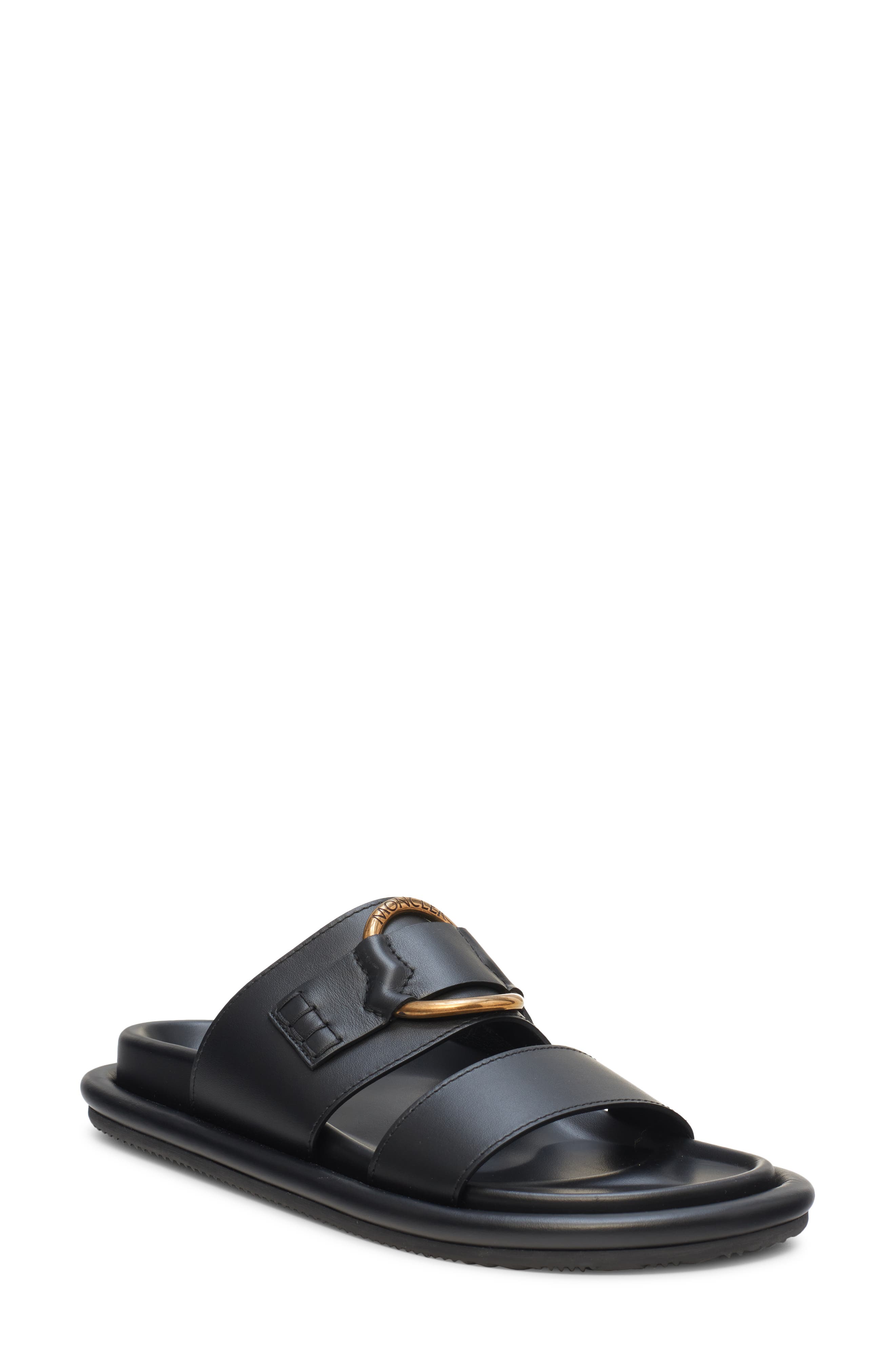 Moncler Bell Slide Sandal, Main, color, Black