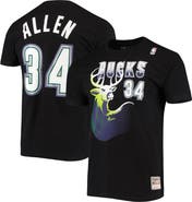 Mitchell & Ness Men's Mitchell & Ness Ray Allen Black Milwaukee Bucks Hardwood Classics Stitch Name & Number T-Shirt