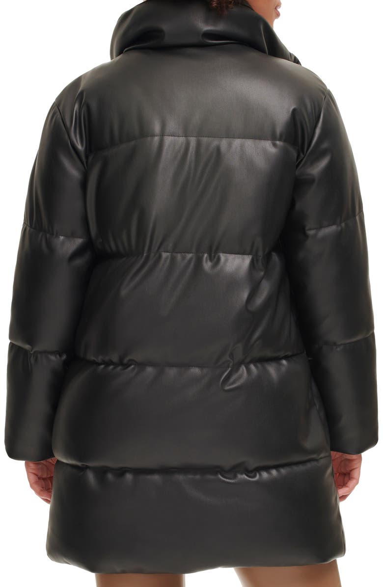 Levi's<sup>®</sup> Water Resistant Faux Leather Long Puffer Coat, Alternate, color, 