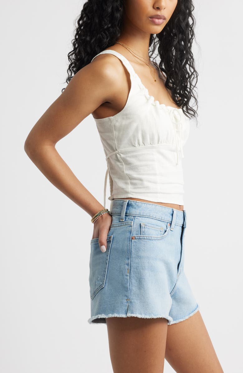 BP. Linen Blend Corset Top, Alternate, color, White Blanc