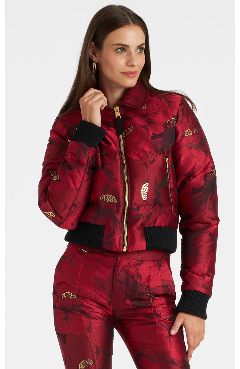 La DoubleJ La Comasca Puffer Bomber, Main, color, Jacquard Ruby Red