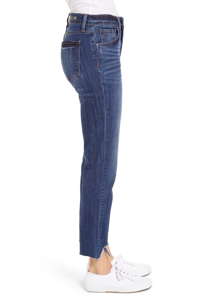 KUT from the Kloth Reese High Waist Frayed Step Hem Ankle Straight Leg Jeans, Alternate, color,