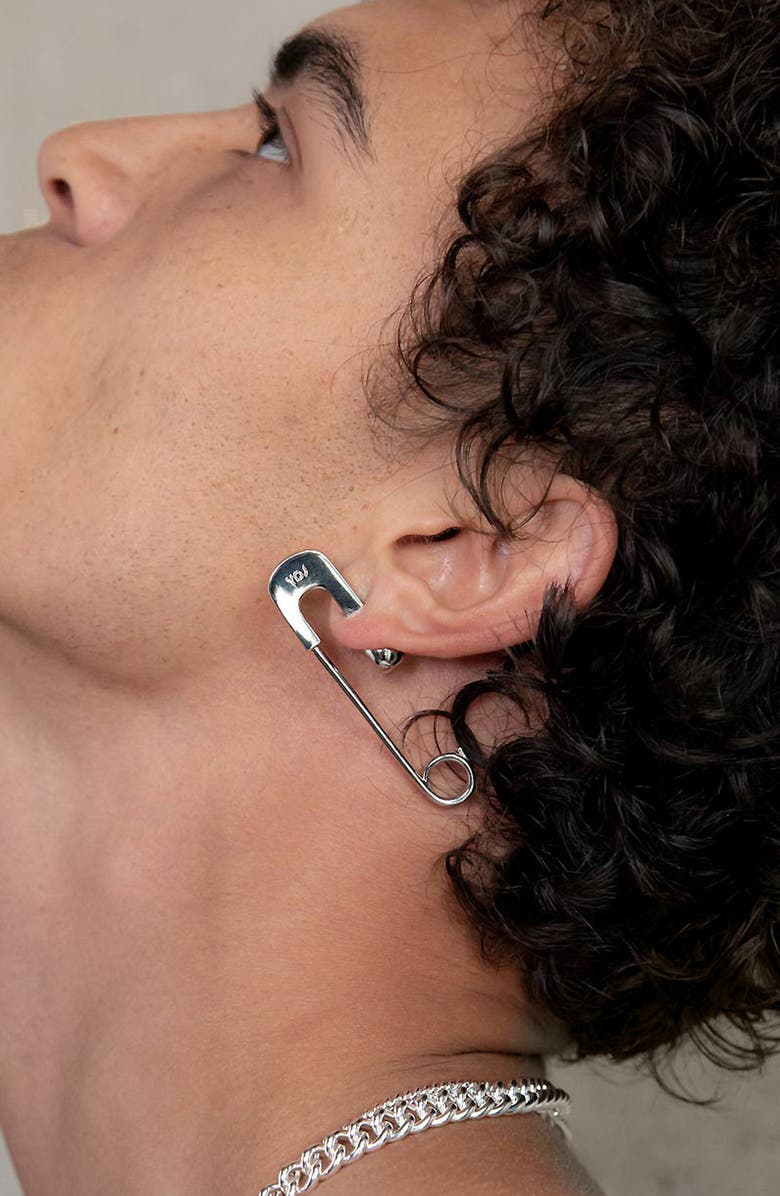 YOJ Pin Hoop Earring in Silver, Alternate, color, Silver