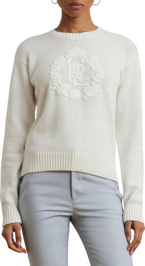 Floral Logo Combed Cotton Sweater
