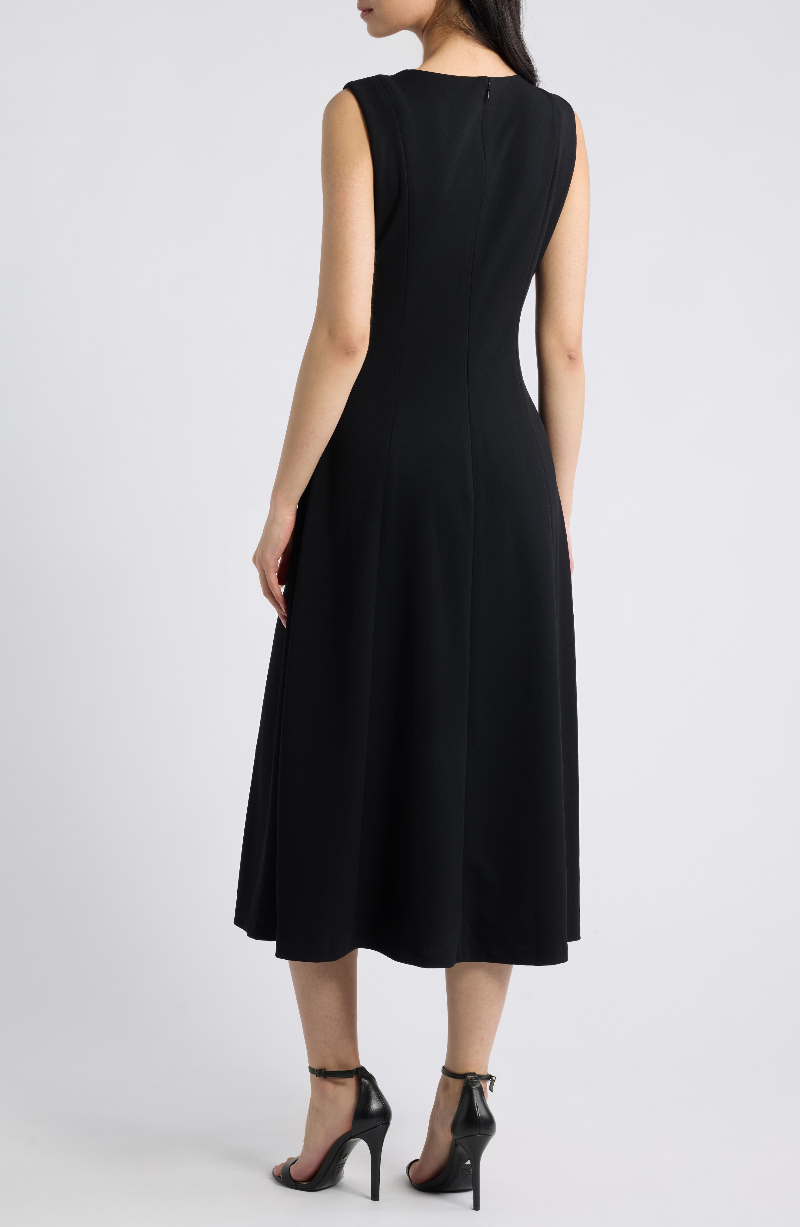 Anne Klein Floral Appliqué A-Line Midi Dress (Women) | Nordstrom