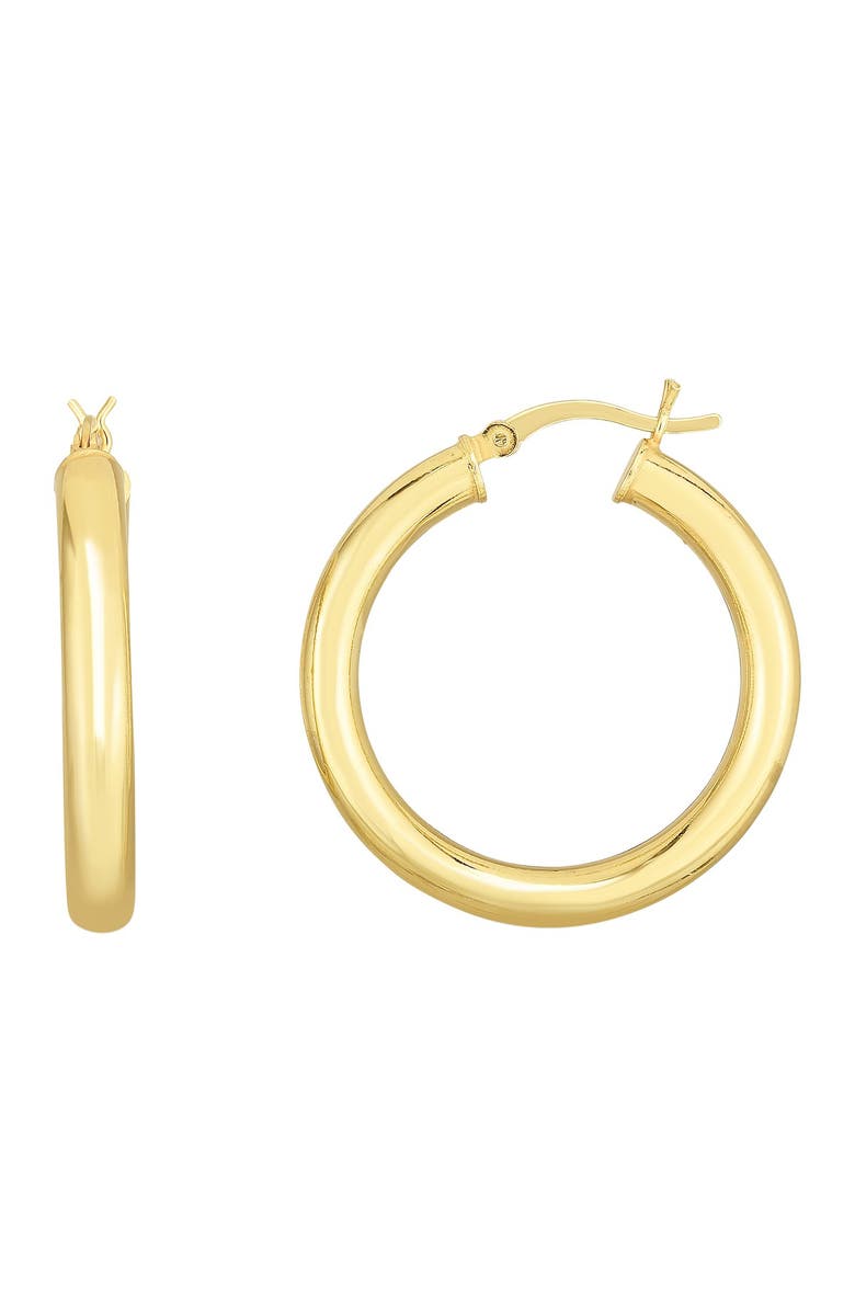 SPHERA MILANO 14K Yellow Gold Plated Sterling Silver Polished 25mm Hoop Earrings, Main, color,