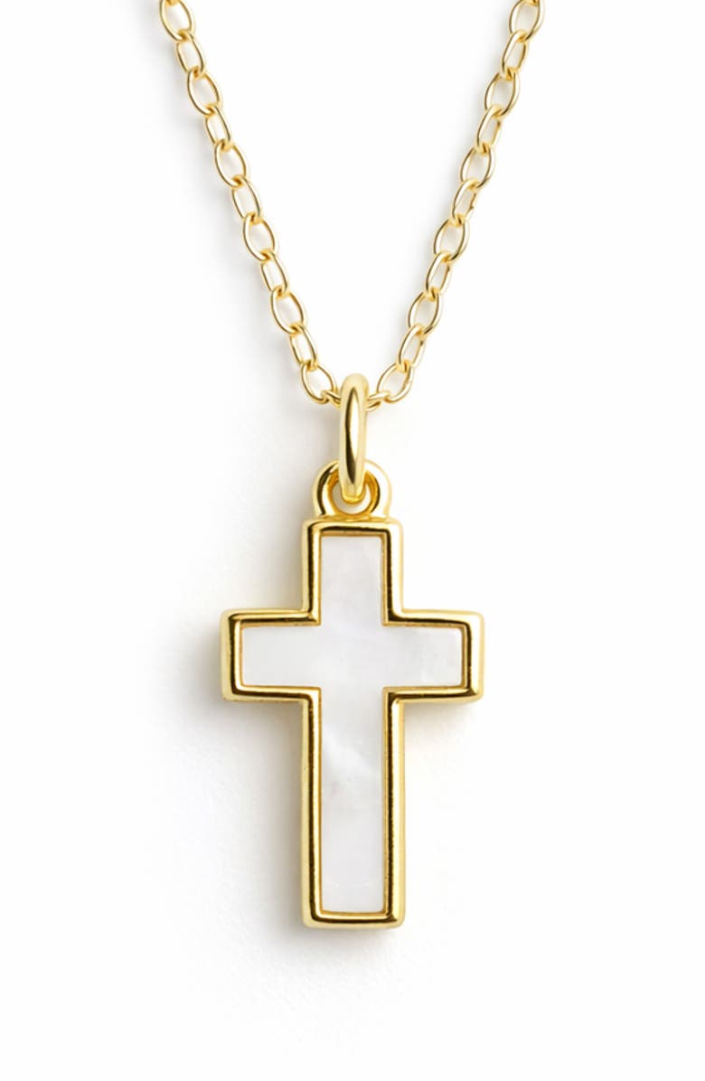 ARGENTO VIVO Mother-of-Pearl Cross Pendant Necklace, Main, color, 