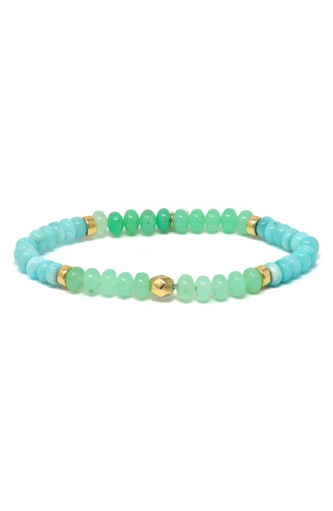 Bohème Smooth Green Chalcedony & Amazonite Stretch Bracelet