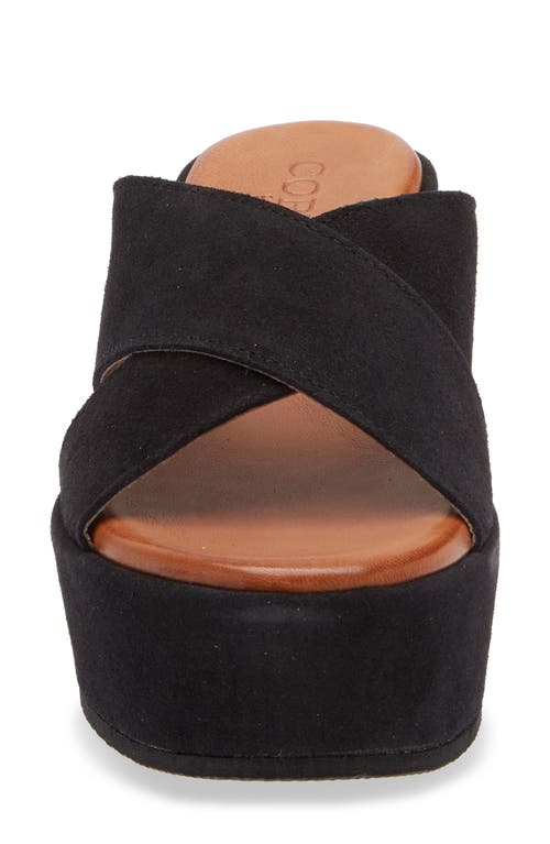 Cordani Bella Platform Wedge Slide Sandal In Black Suede