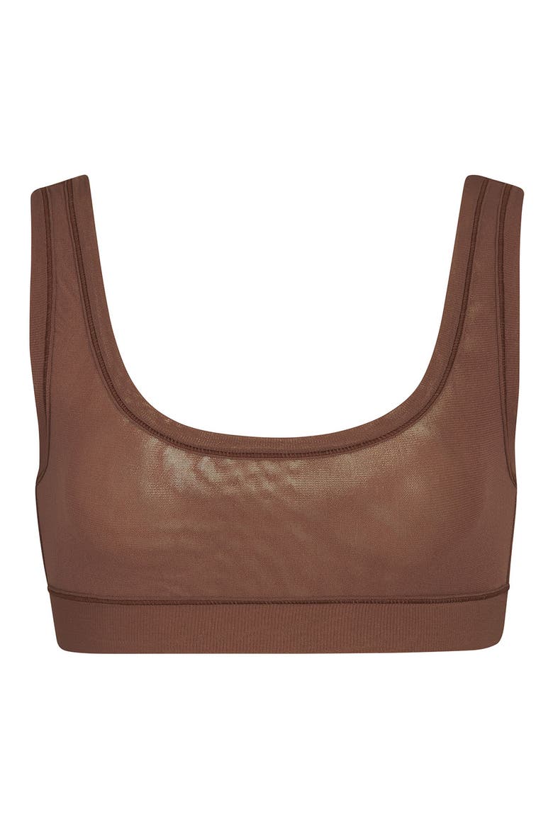 Summer Mesh Scoop Bralette, Alternate, color, COCOA