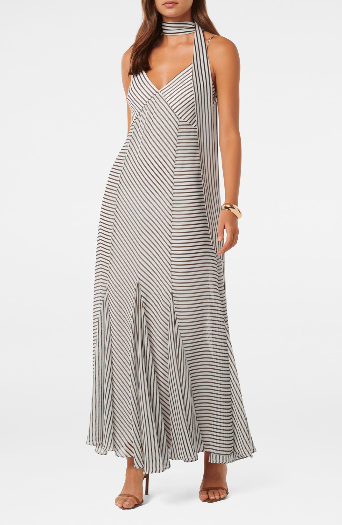 Ever New Directional Stripe Maxi Dress with Scarf (Women) | Nordstromrack