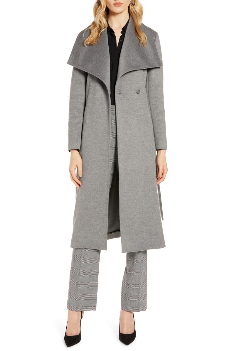 Ted Baker London Wide Collar Brushed Wrap Coat, Alternate, color, 