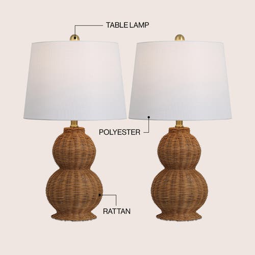Jonathan Y Millie 23" Modern Coastal Woven Rattan Gourd Led Table Lamp In Brown