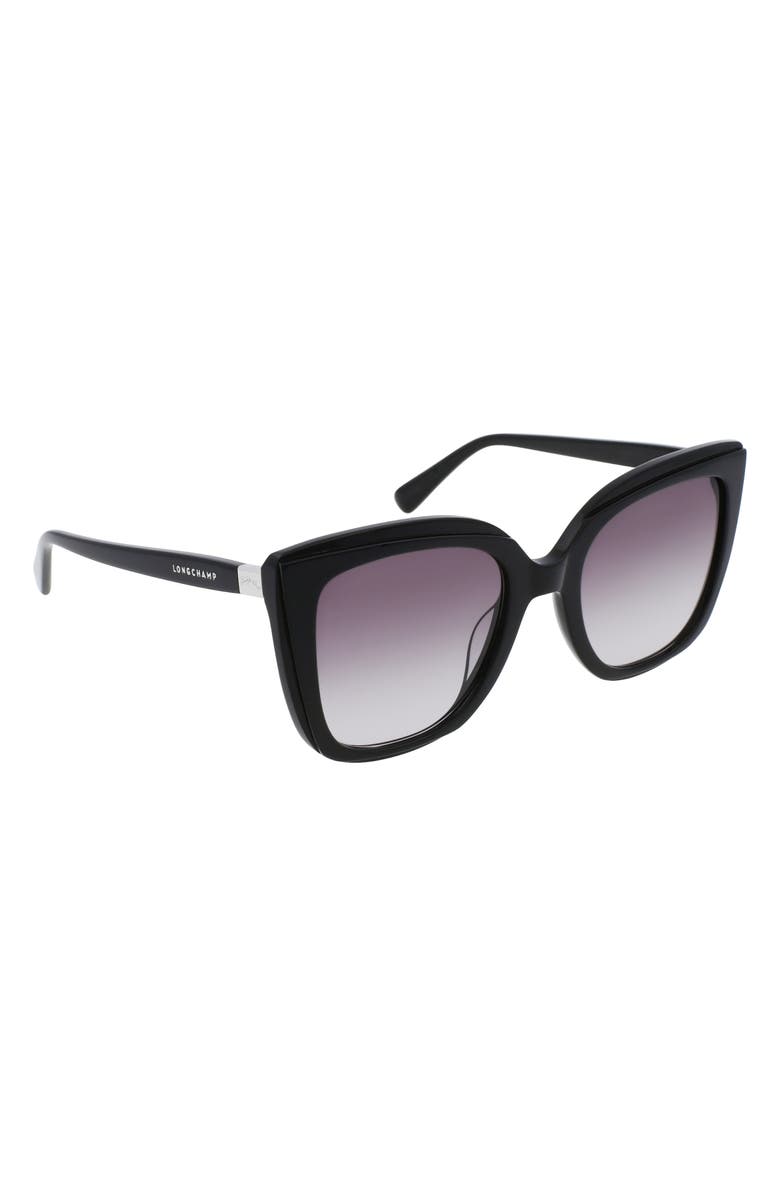 Longchamp Le Pliage 53mm Gradient Rectangular Sunglasses, Alternate, color, Black/ Black