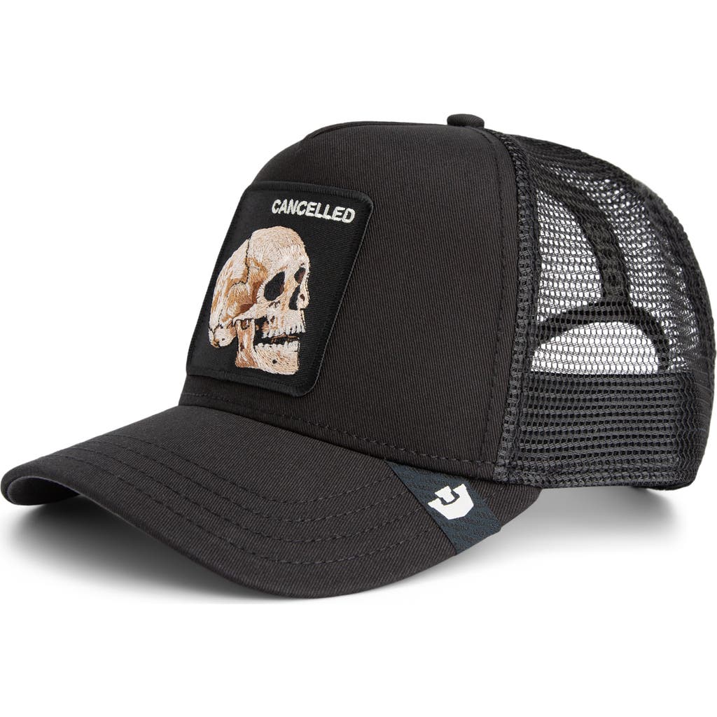 Goorin Bros . The Cancelled Skull Patch Snapback Trucker Hat In Black