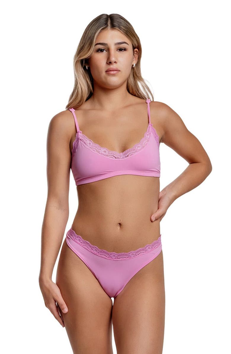 Cheeky Cherry Leakproof Everyday Liner Ultra Smooth Lace Dipped Thong, Main, color, 