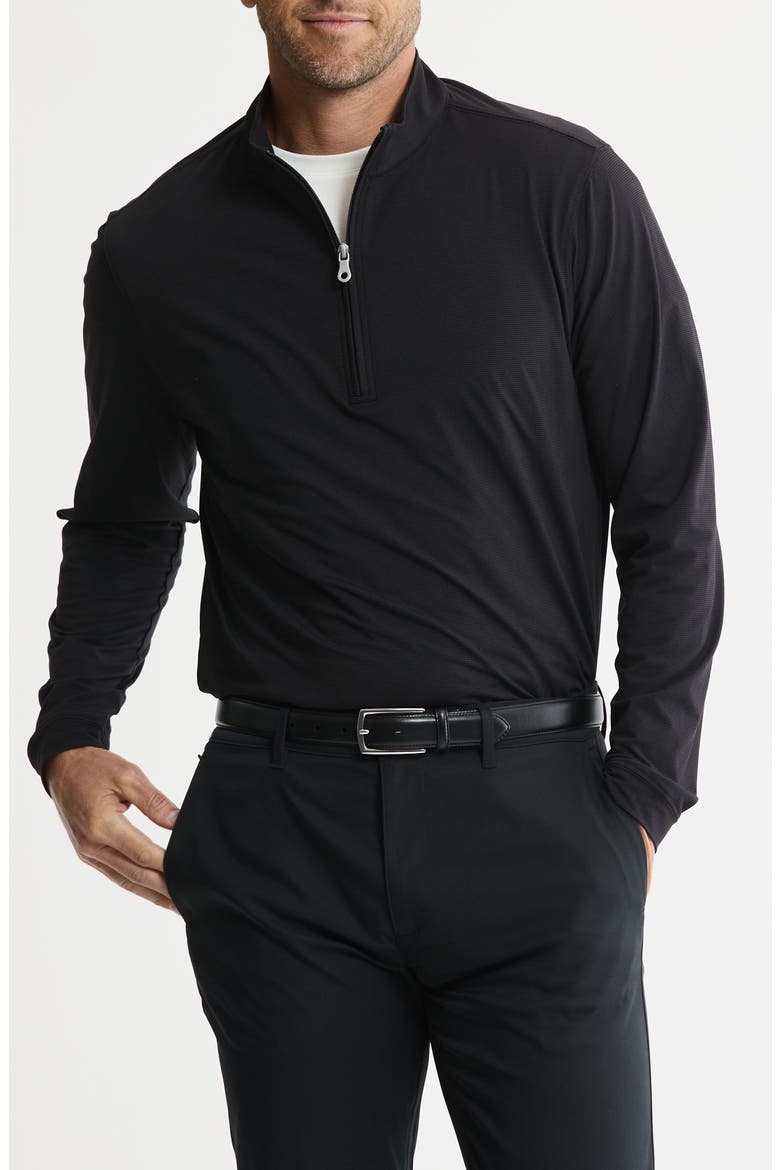 Performance Microstripe Quarter Zip Pullover, Main, color, BLACK STRIPE